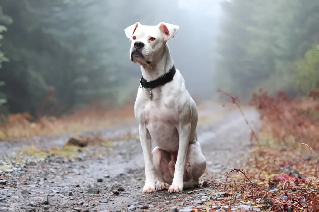 white Boxer dog